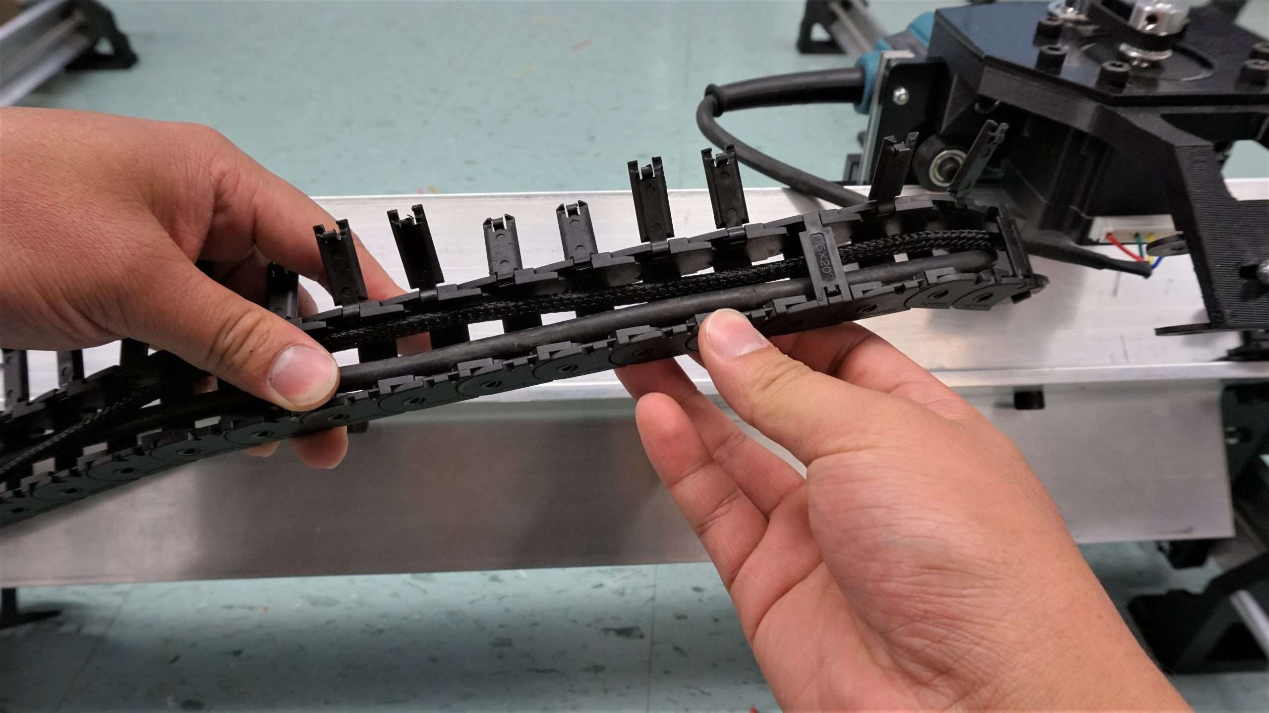putting the wiring into the X axis | Sienci Labs