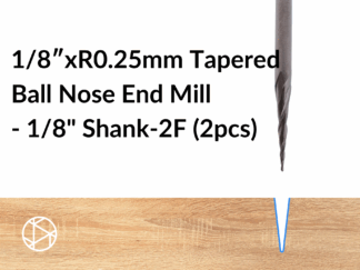 1/8″xR0.25mm Tapered Ball Nose End Mill – 1/8″ Shank-2F (2pcs)