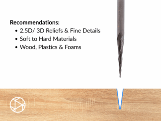 1/8″xR.25mm Tapered Ball Nose End Mill – 1/8″ Shank-2F (2pcs)
