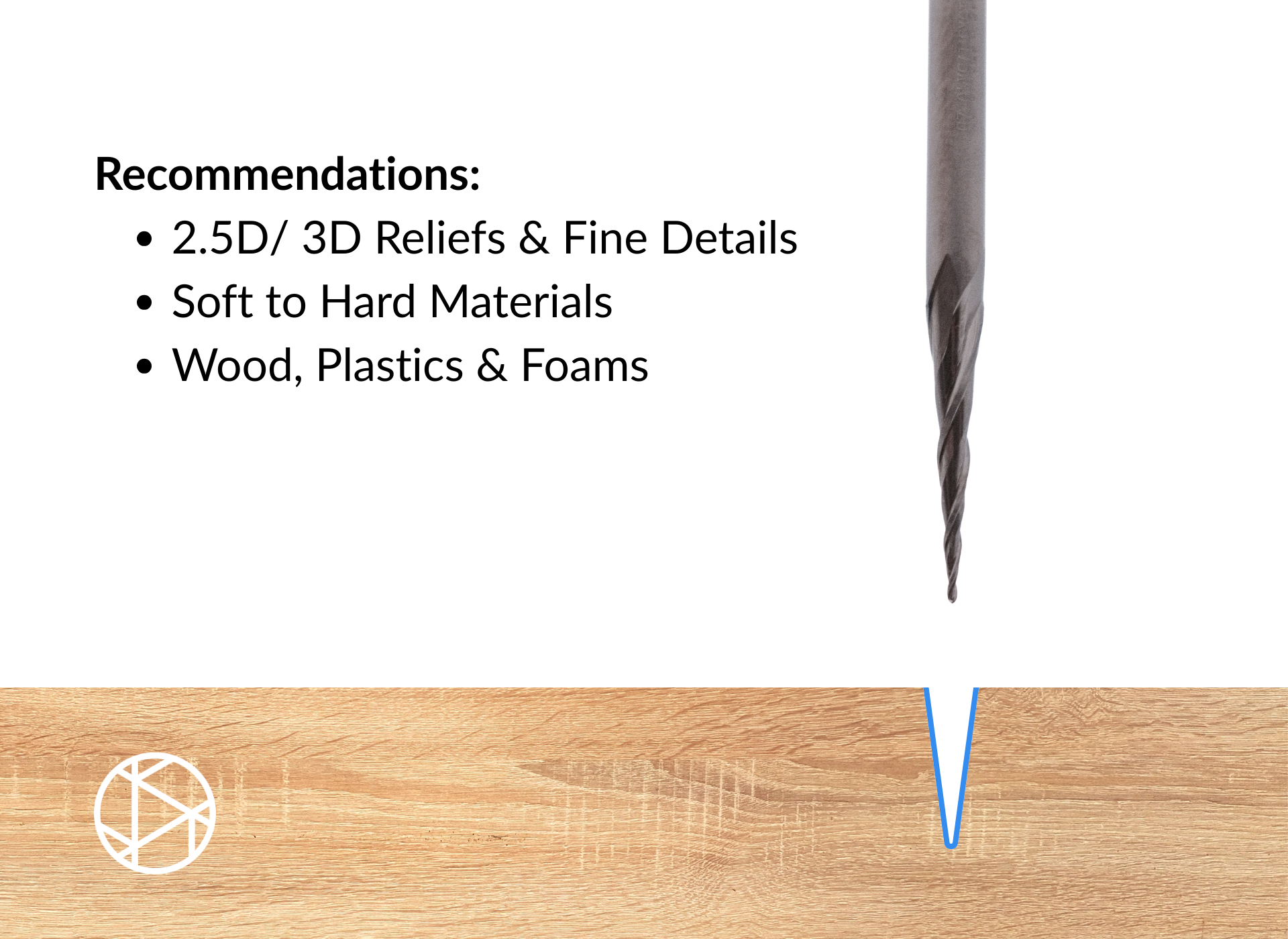 1/8″xR.25mm Tapered Ball Nose End Mill – 1/8″ Shank-2F (2pcs)