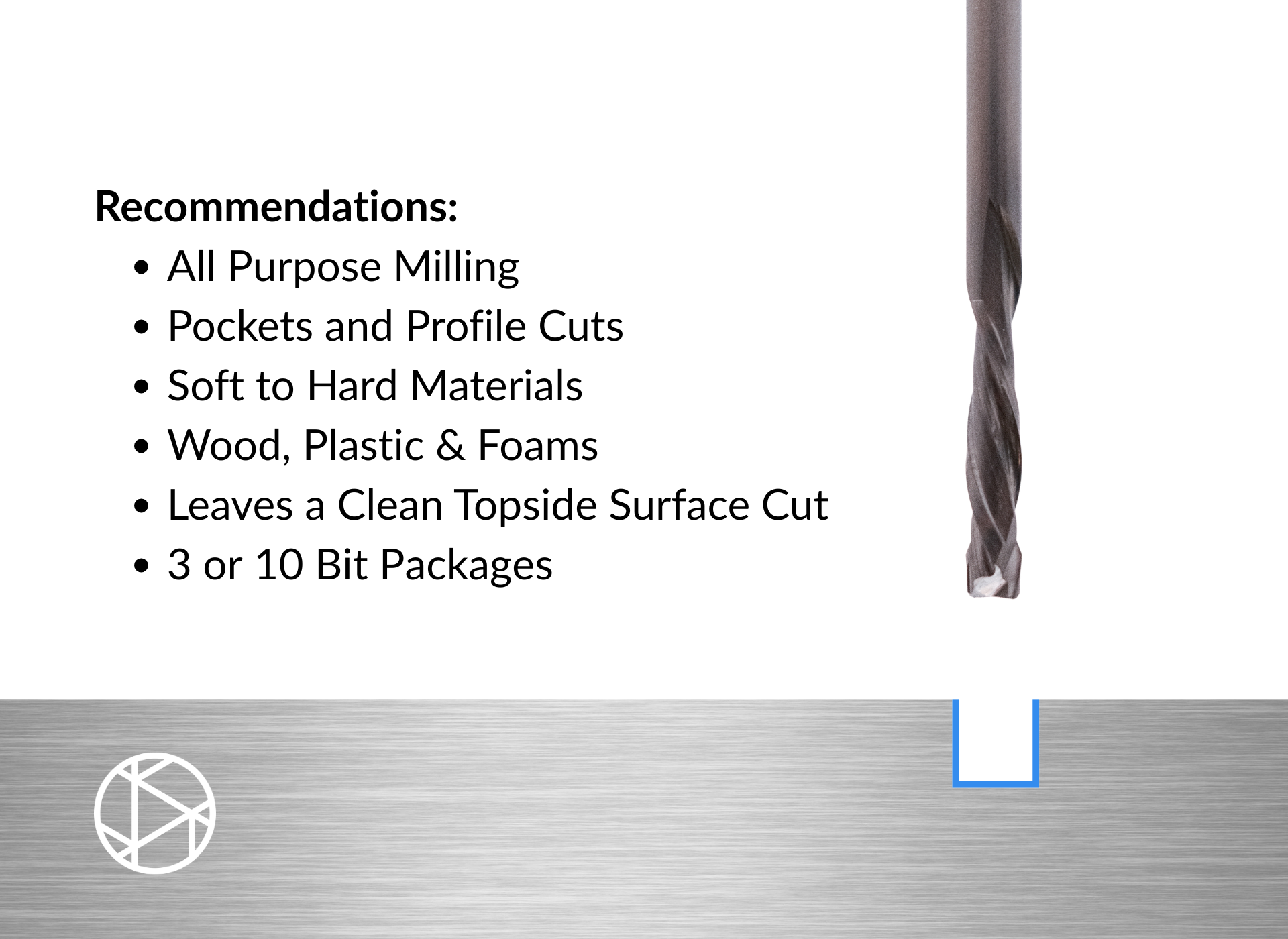1/8″ Flat Downcut End Mill Pack – 1/8″ Shank-2F (3 or 10pcs)