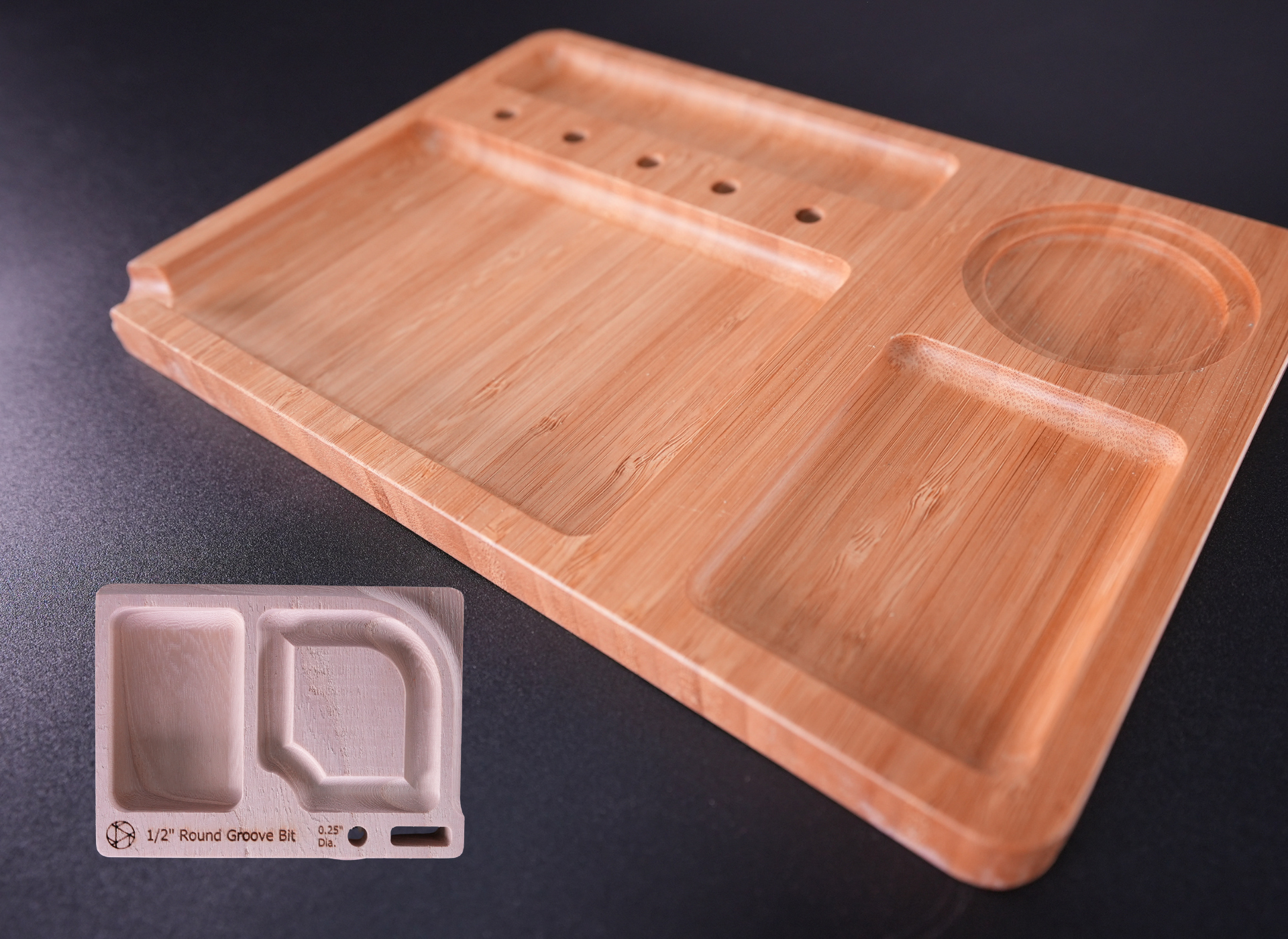 Phone Tray made with round groove bit