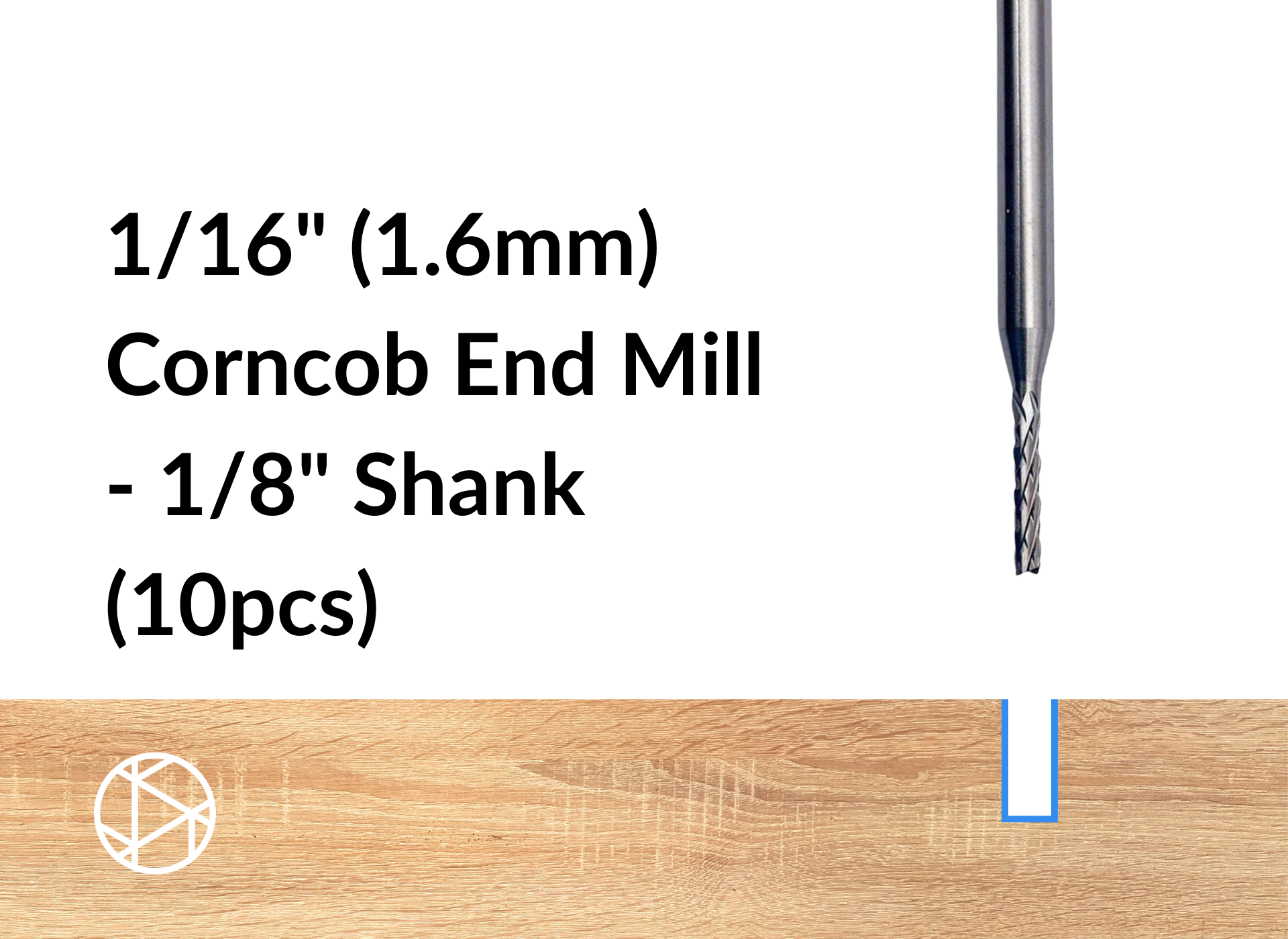 1/16″ (1.6mm) Corncob End Mill – 1/8″ Shank (10pcs)
