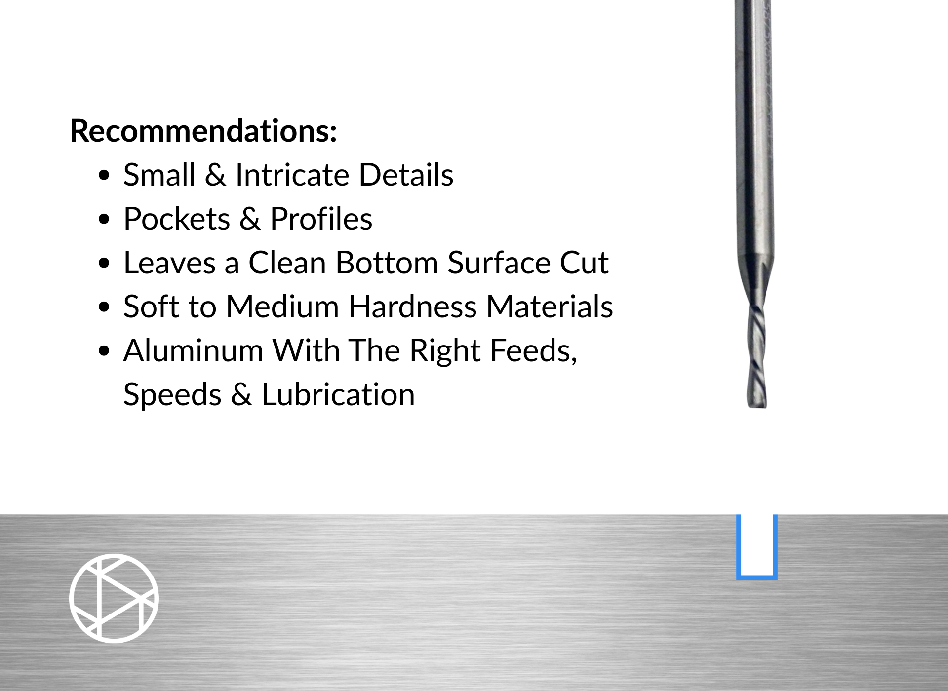 1/16″ Flat Downcut End Mill – 1/8″ Shank-2F (10pcs)