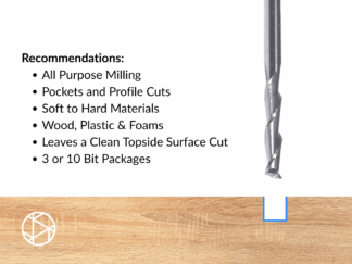 1/8″ Flat Upcut End Mill Pack – 1/8″ Shank-2F (3pcs or 10pcs)