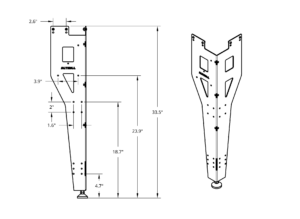 Single Table Leg Schematic | Sienci Labs Single Table Leg Schematic