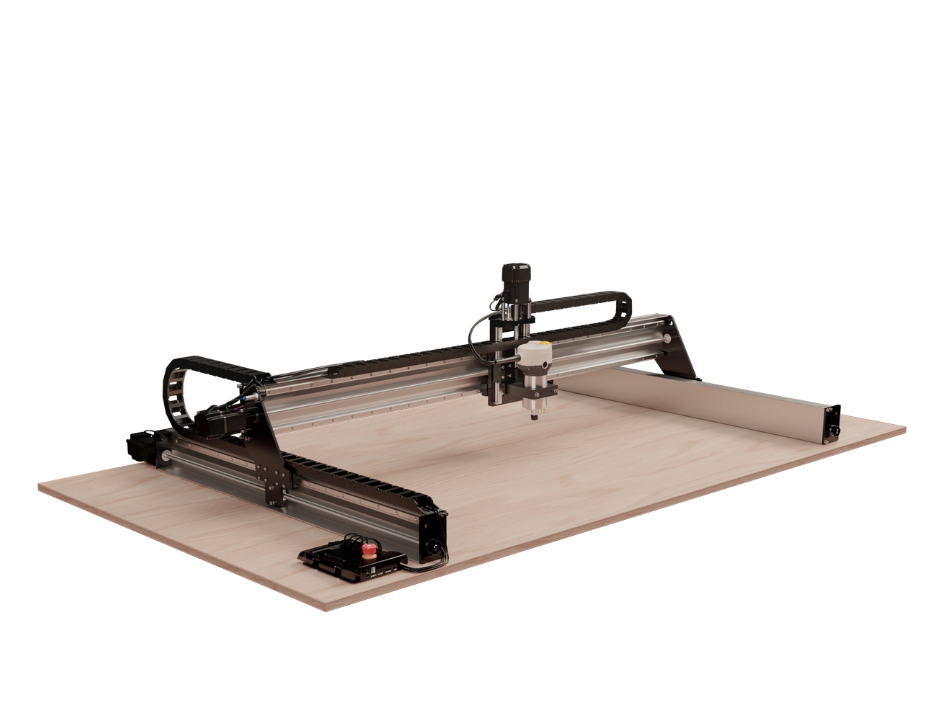 LongMill MK3 4 | Sienci Labs LongMill CNC router carving on a wooden sheet with the LongMill logo above it